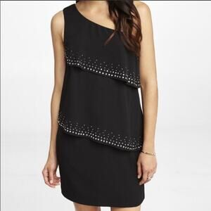 Express Black Embellished Tiered Dress
